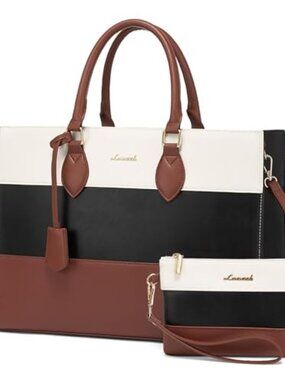 🆕 Laptop Bag for Women, Waterproof Tote Bag, Work Bag with Clutch Purse,